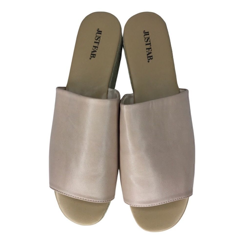 JustFab Sun Daze Pale Pink Slides Platform Espadrilles Size 10